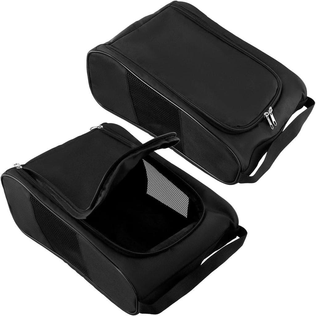 Bolsa para Sapatos de Golfe QWORK - Pacote com 2 Bolsas para Sapatos com Zíper e Furos de Malha - Compatível com Vários