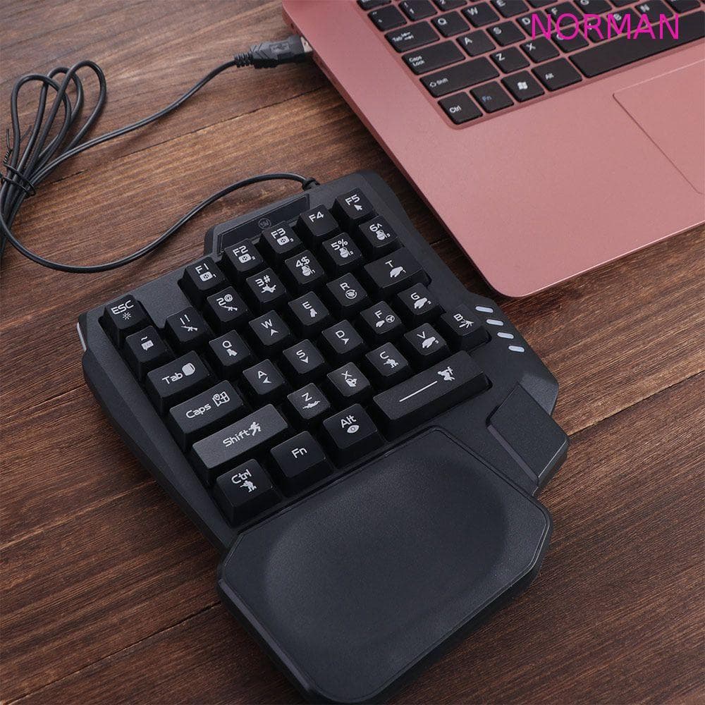 Teclado NORMAN De Uma Mão , Mini USB De Única , Mecânico Luminoso Para Jogos De 35 Teclas