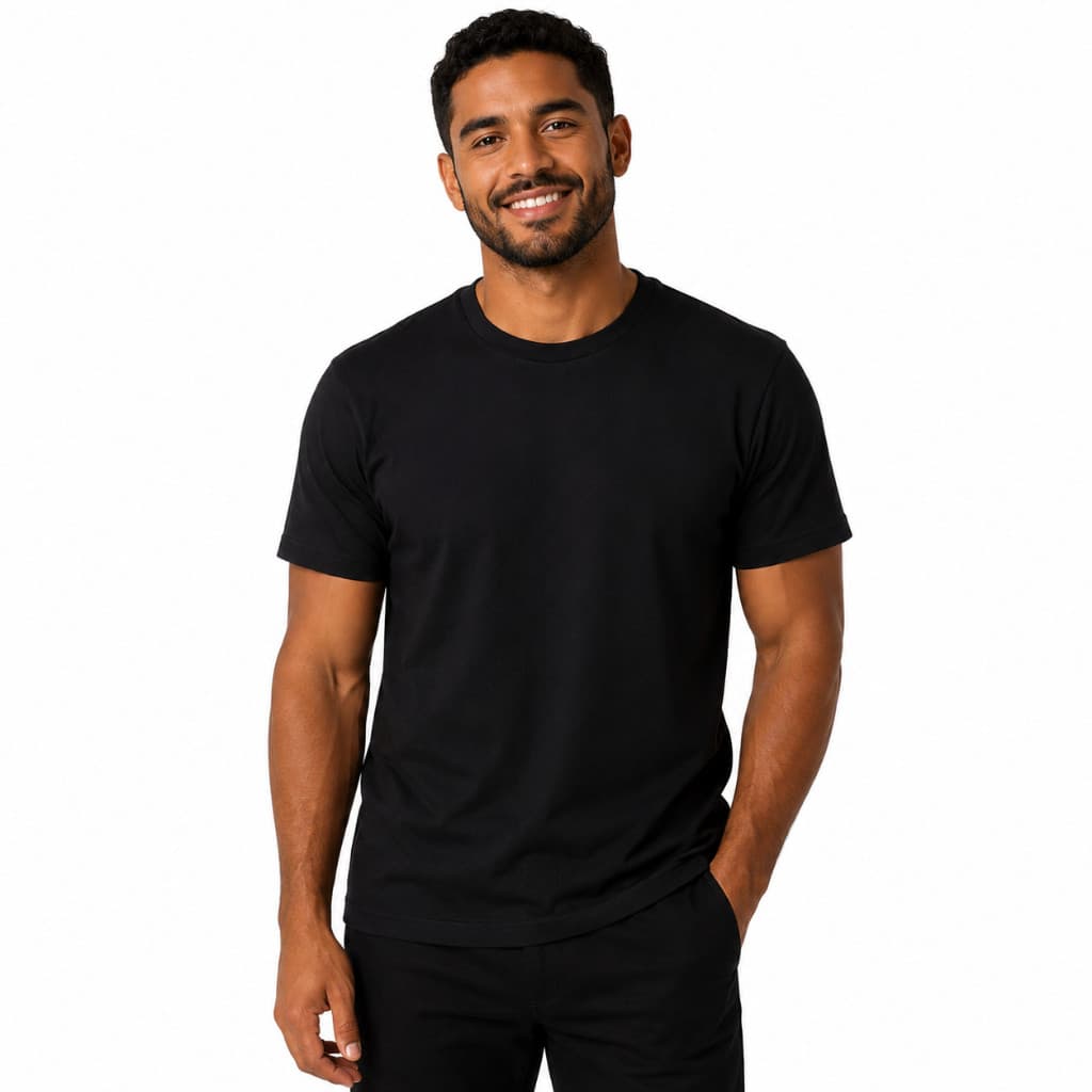 Camisa Preta Lisa Básica Camiseta Masculina Slim T-SHIRT 100% Algodão P M G GG