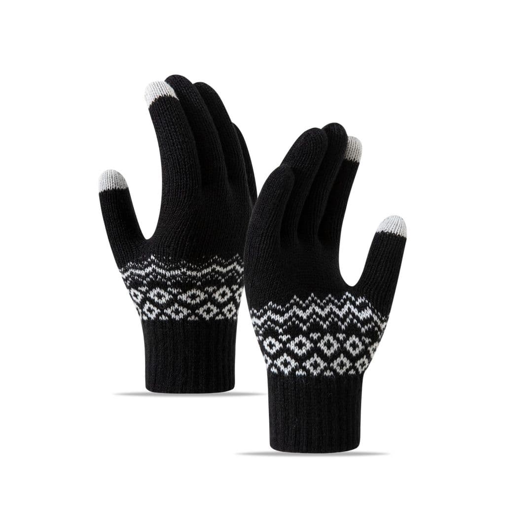 Luvas de tela sensível ao toque, quentes para o inverno, com forro de lã espesso, para ciclismo ao ar livre, em malha, à