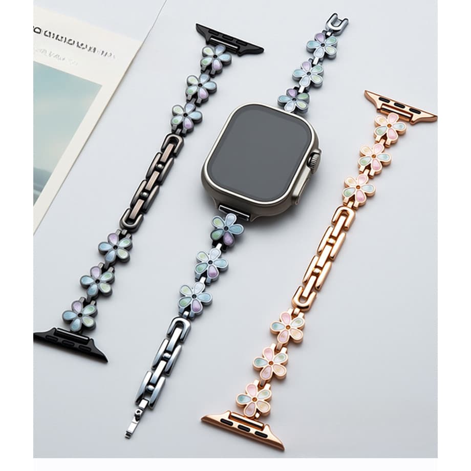 Pulseira decorativa de pétala de sol adequada para S10 Apple Applewatch Watch Strap Chain iwatch SE Strap