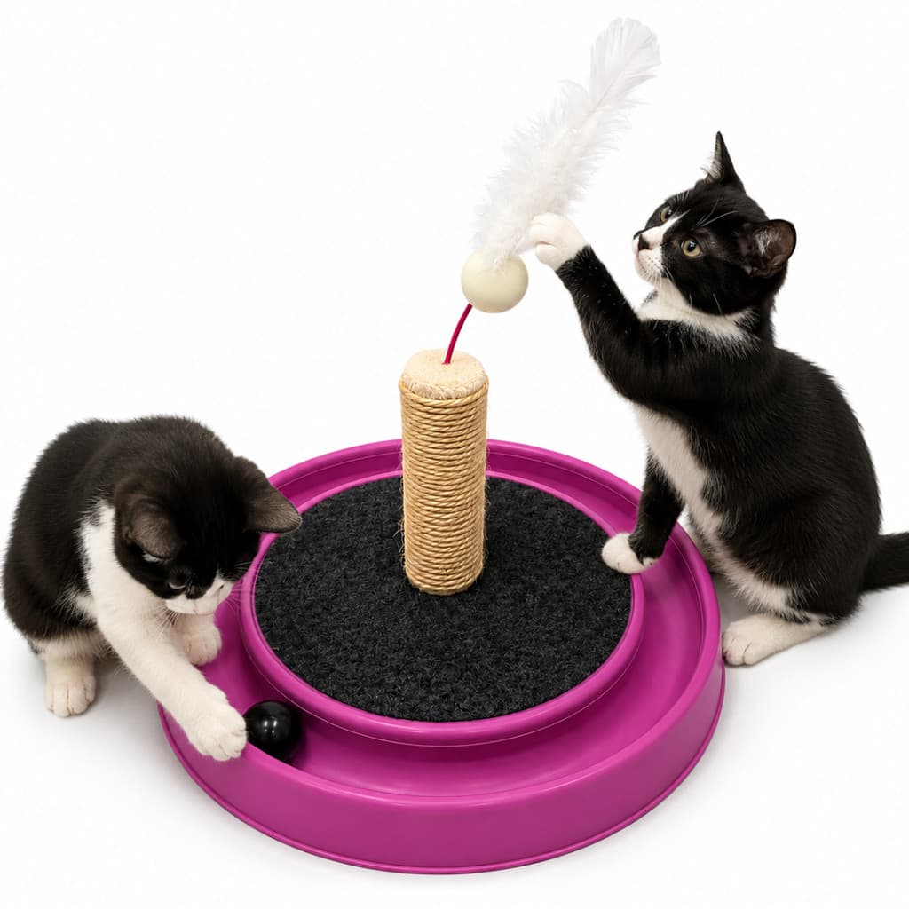 Arranhador Gato Poste de Sisal Com Bolinha e Pena Gatos Playground Interativo Brinquedo Redondo