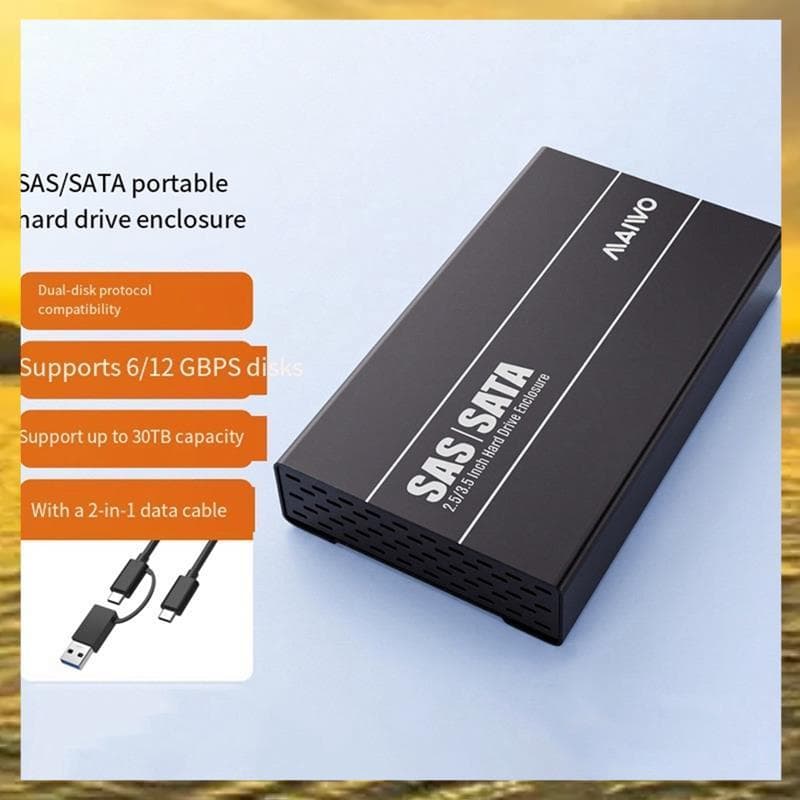 (Vko) Gabinete De Disco Rígido Externo SAS/Sata 2.5/3.5 Polegadas HDD Case Para Type-C Dock Suporte Max 30T/SSD Disk