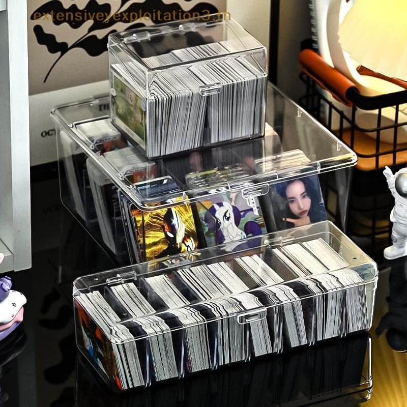 Casa EE Cartão Caixa De Armazenamento Jogo Rei Com Capa Dividida Classificação Grande Capacidade Transparente De Mesa