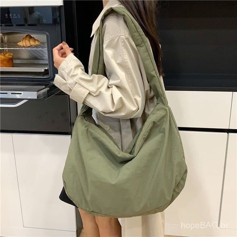 Bolsa Ita Bag de lona casual estilo coreano, bolsa de ombro pequena e descontraída de cor sólida, estilo ins, super popu