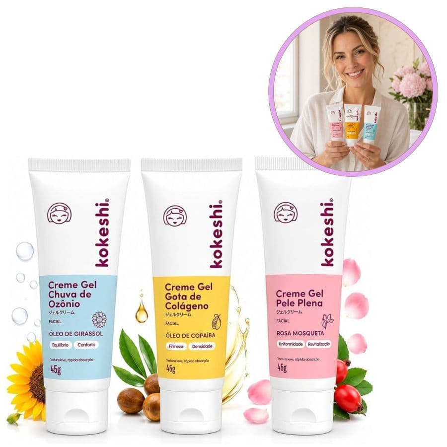 it Creme Facial Kokeshi Linha Ozônio - Pele Plena + Chuva de Ozônio + Gota de Colágeno - Hidratante Facial Antissinais