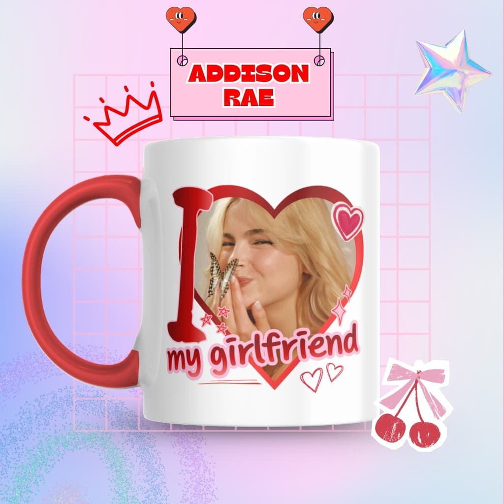 Caneca Xicara Porcelana 325ml Addison Rae Raecists Personalizada Presente Decoração Casa