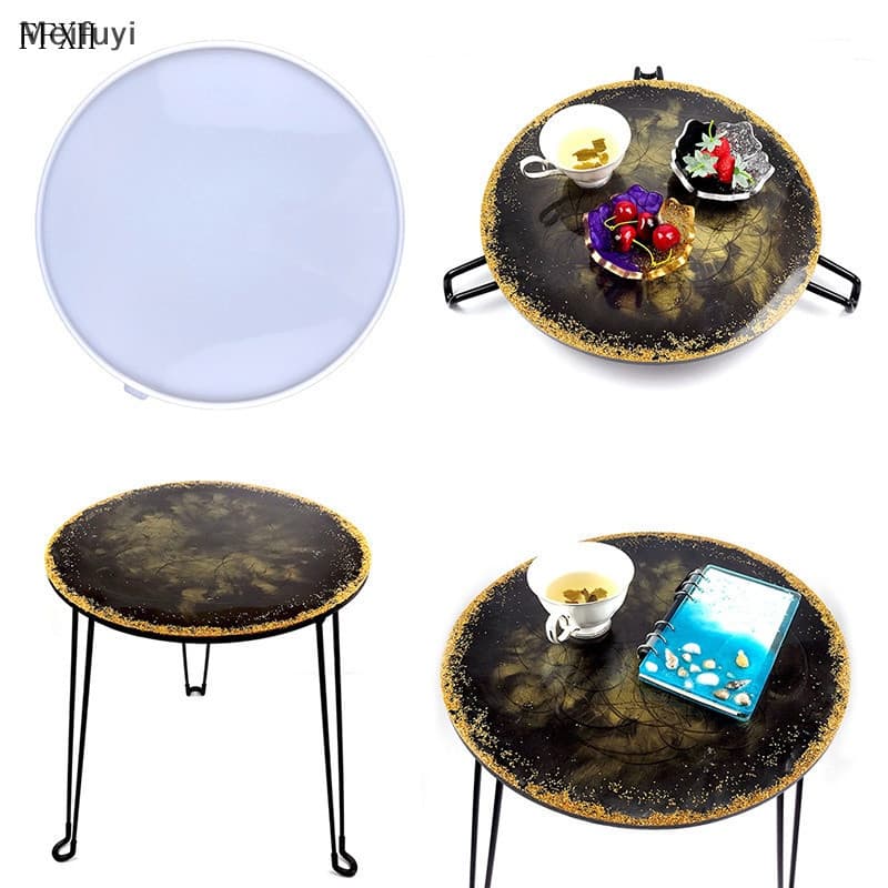 [Meifuyi] Molde de Silicone para Ornamento de Mesa Redonda Grande para Fabricação de Artesanato em Resina Epóxi e Crista