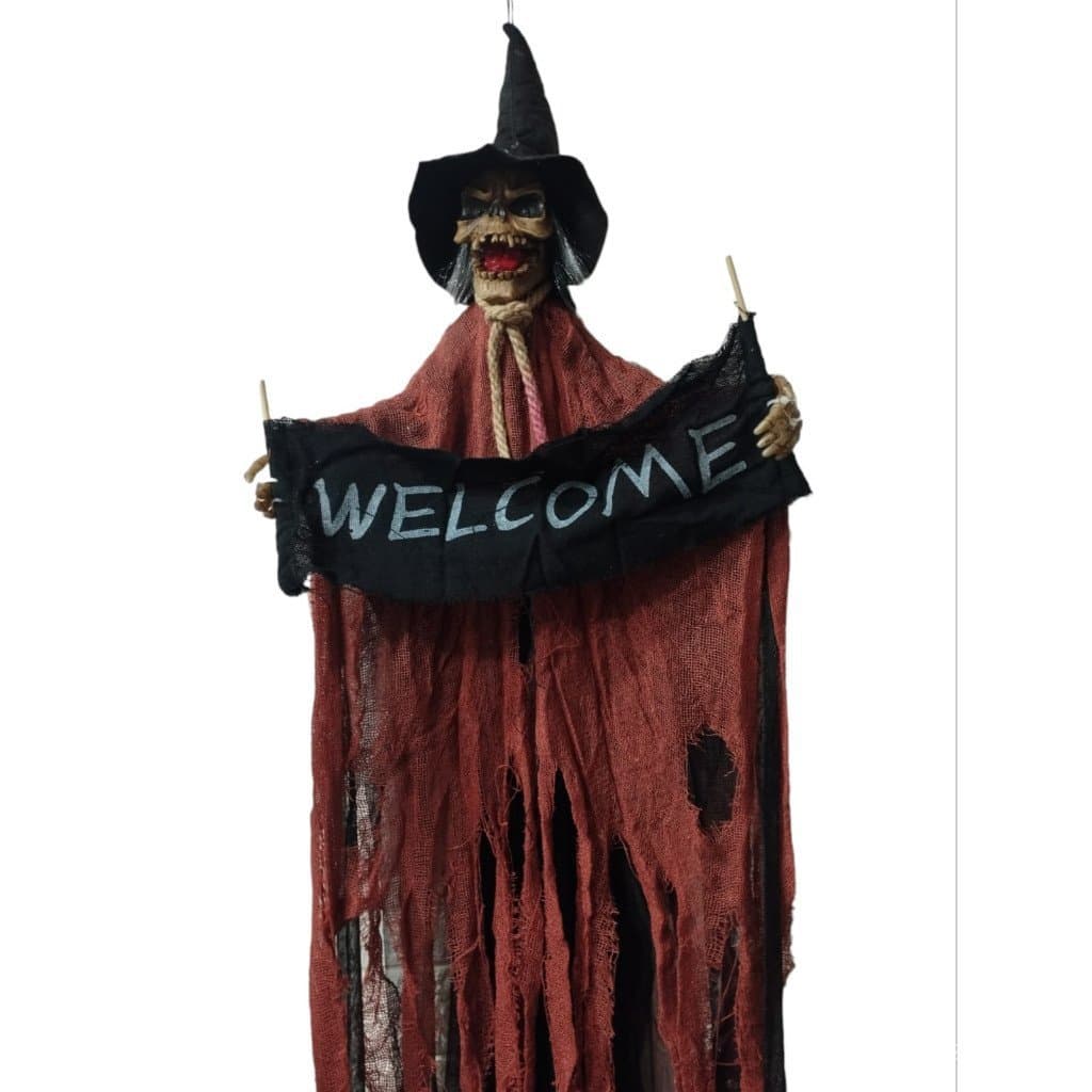 Boneco Caveira Suspenso com som Halloween Decoração  Artigo de Festa Terror Welcome