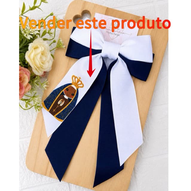 Laço infantil batizado personalizado, laço infantil nossa senhora, laço batizado, laço branco