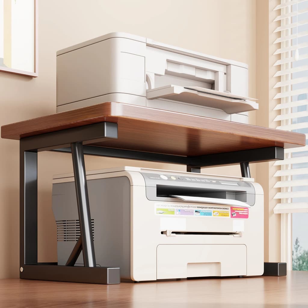 Suporte Para Impressora De Mesa YoCiao Rack De Armazenamento De Escritório De Metal E MDF De 2 Ou 3 Camadas