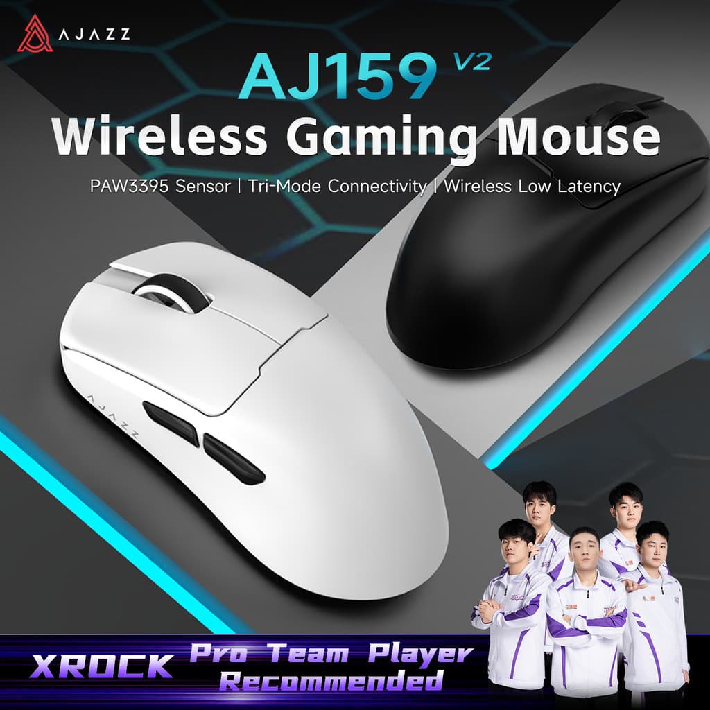 AJAZZ AJ159V2/V2 MC Mouse Para Jogos Com Fio De Três Modos/2.4G/Bluetooth Design Leve Bateria Substituível Novo Conceito
