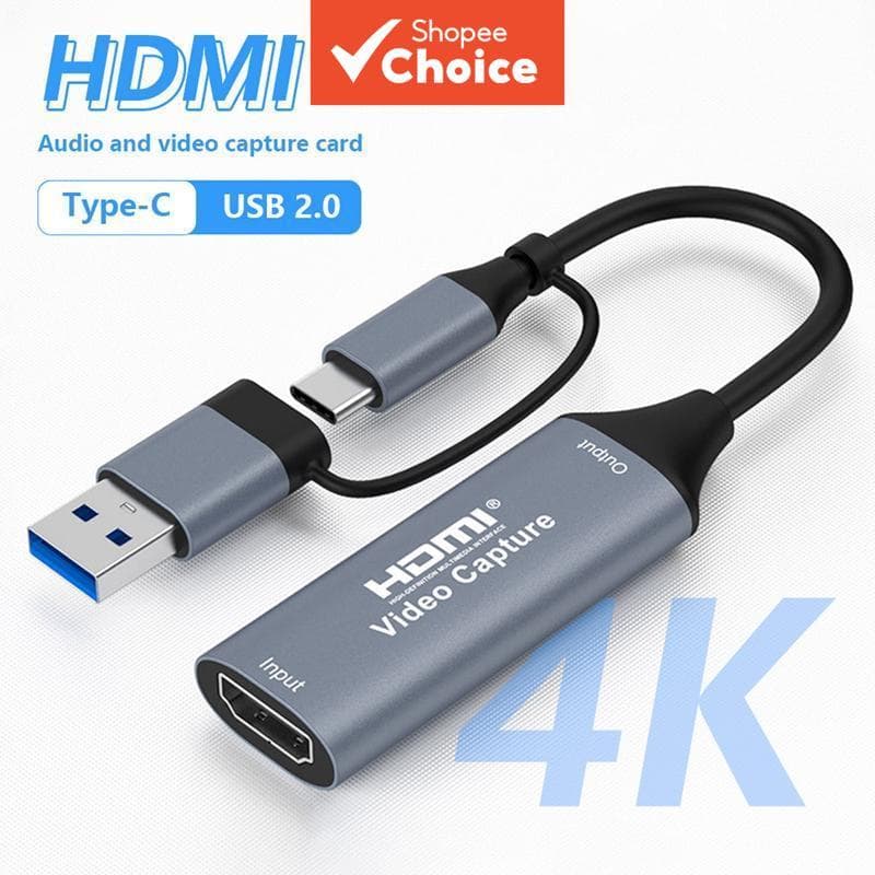 Placa De Captura De Vídeo 4K USB-C E 2.0 1080P HDMI Para Type Grabber Câmera De Jogo PC