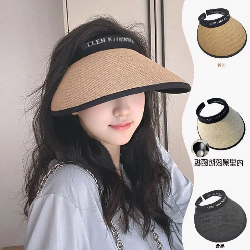 Chapéu de ráfia feminino verão protetor solar chapéu Anti-ultravioleta grande borda capa rosto chapéu de sol chapéu de p