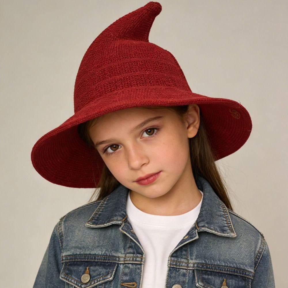 Chapéu De Bruxa Infantil LICAUV , Boné Assistente De Malha De Algodão Com Fio Respirável , Macio De Halloween De Cor Sól