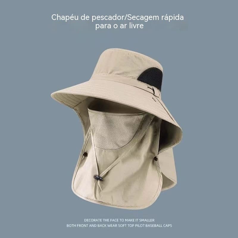 Chapéu balde de secagem rápida de verão protetor solar chapéu de pesca ao ar livre capa rosto chapéu de sol proteção de