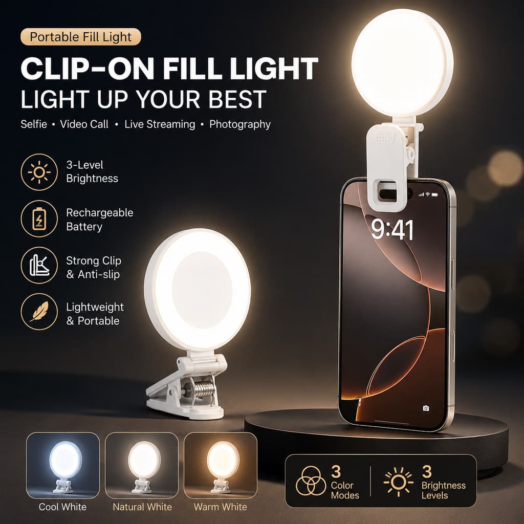 Luz De Preenchimento De Espelho Selfie , Adequada Para Fotografia De Celular , Tiro VLOG Ao Vivo , Bolso Recarregável