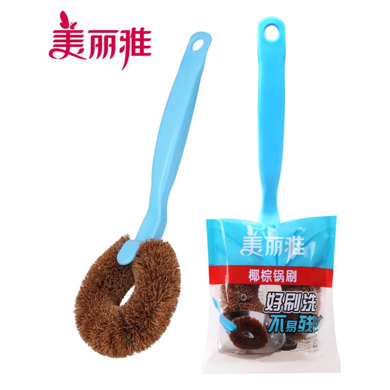 Meria Coconut Palm Pot Escova Fácil de Limpar Pote Escova Uso Doméstico Escova de Limpeza de Pote Antiaderente com Alça