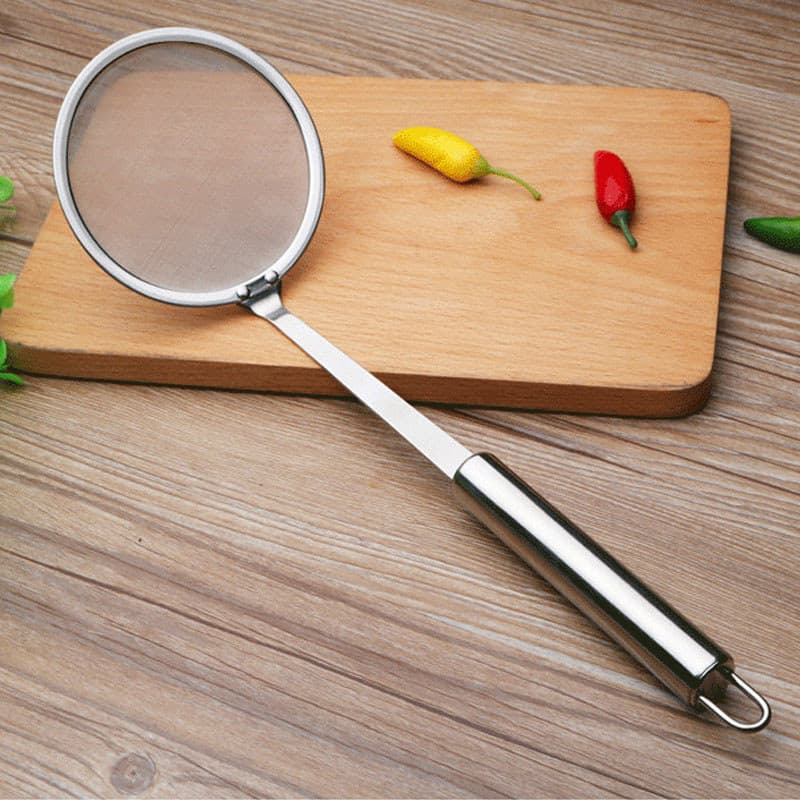 Colher de filtro de óleo grosso 304 coador de aço inoxidável filtro de óleo colher de malha cozinha colher de óleo de fr