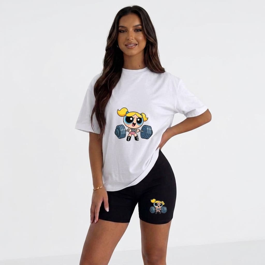 Conjunto Feminino Camiseta e Short Academia Fitnees Atividade ao Ar Livre Treino Estampada