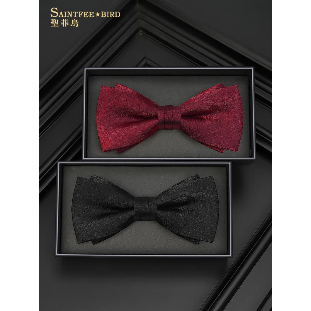 Gravata borboleta fosca masculina, preta, High-End, sensação de casamento, noivo, britânico, camada dupla, versão corean