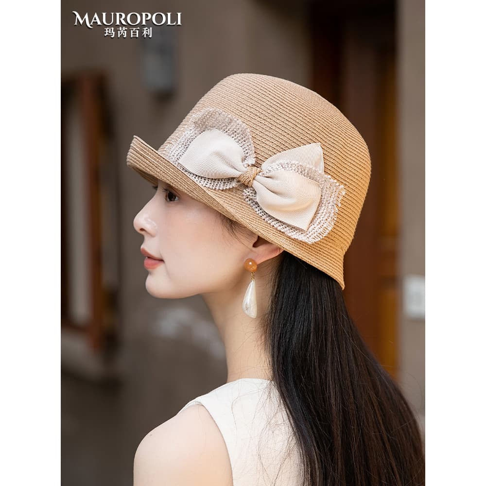 Chapéu de palha ondulado feminino verão novo estilo chapéu de sol de palha feminino All-Match balde chapéu de viagem pro