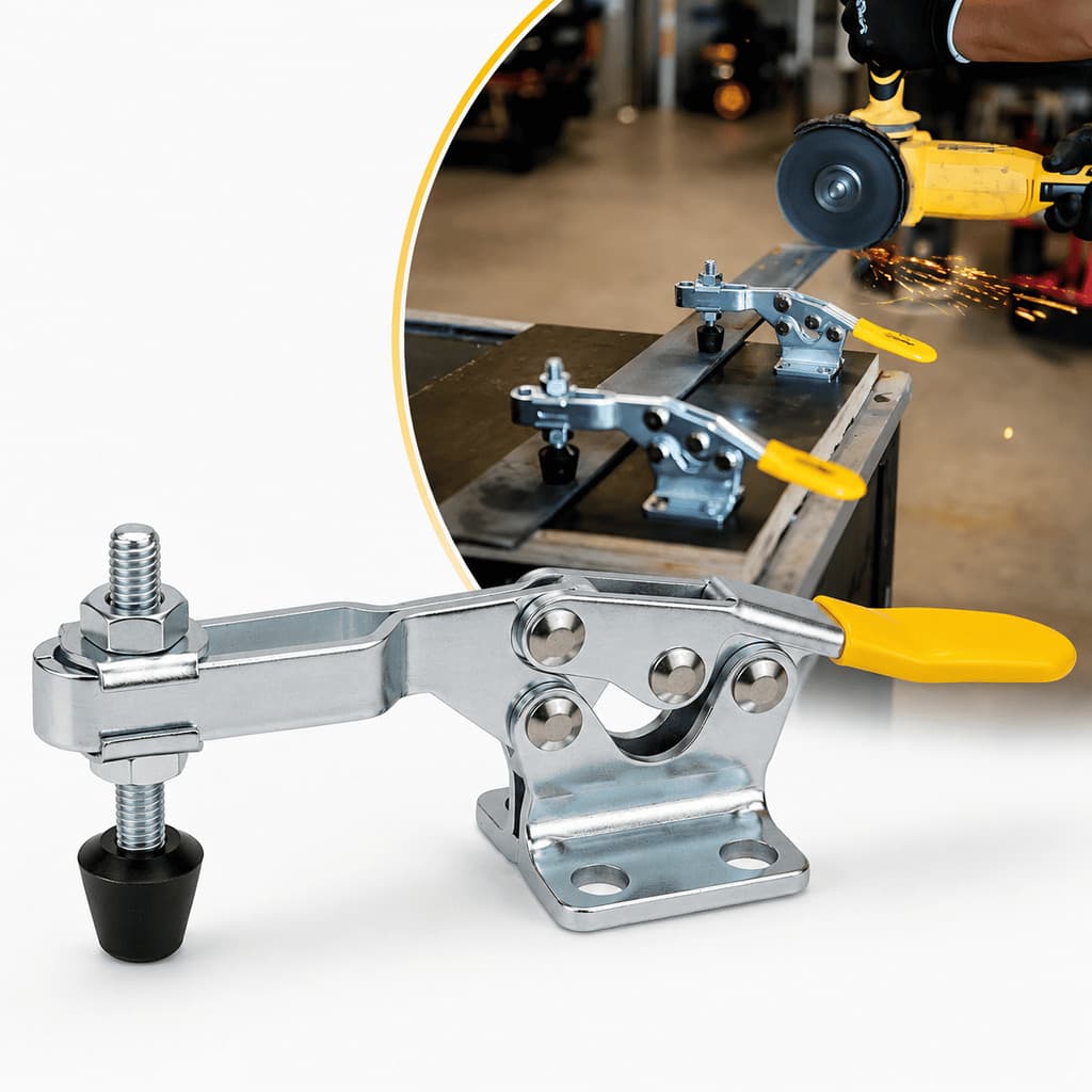 Grampo Horizontal de Aperto Rápido 225kgf Para Fixação em Bancadas e Gabaritos