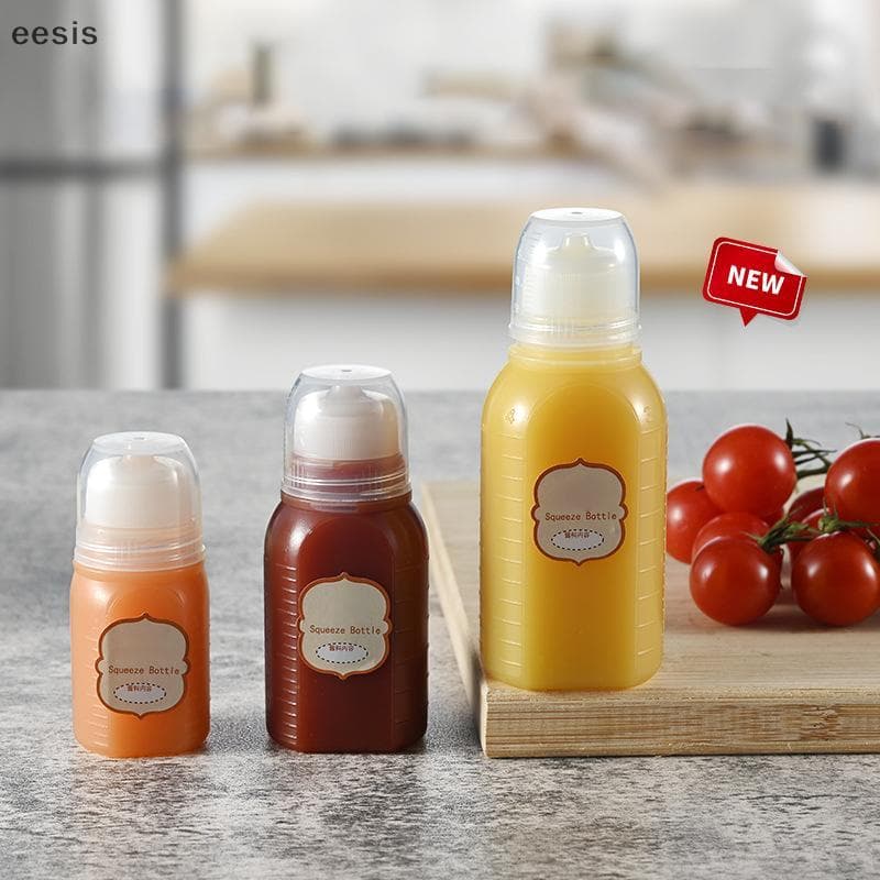 eesis 30/60/100ml Mini Garrafas De Apertar Ketchup Condimento Molho Garrafa Mel Mostarda Salada Bento Recipiente Cozinha