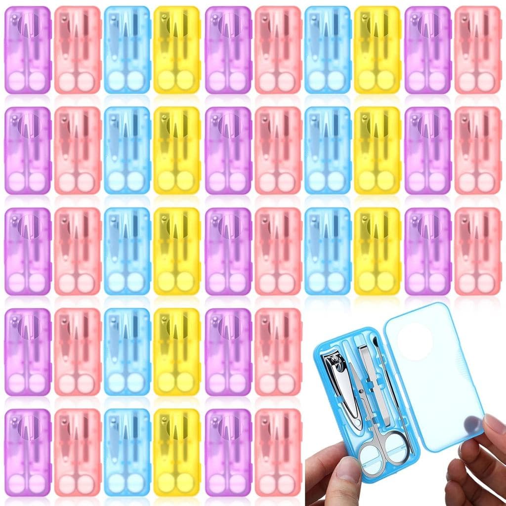 50 Conjuntos de Cortadores de Unhas 4 em 1, Kit de Manicure para Adultos, Conjunto de Manicure de Metal para Viagem com