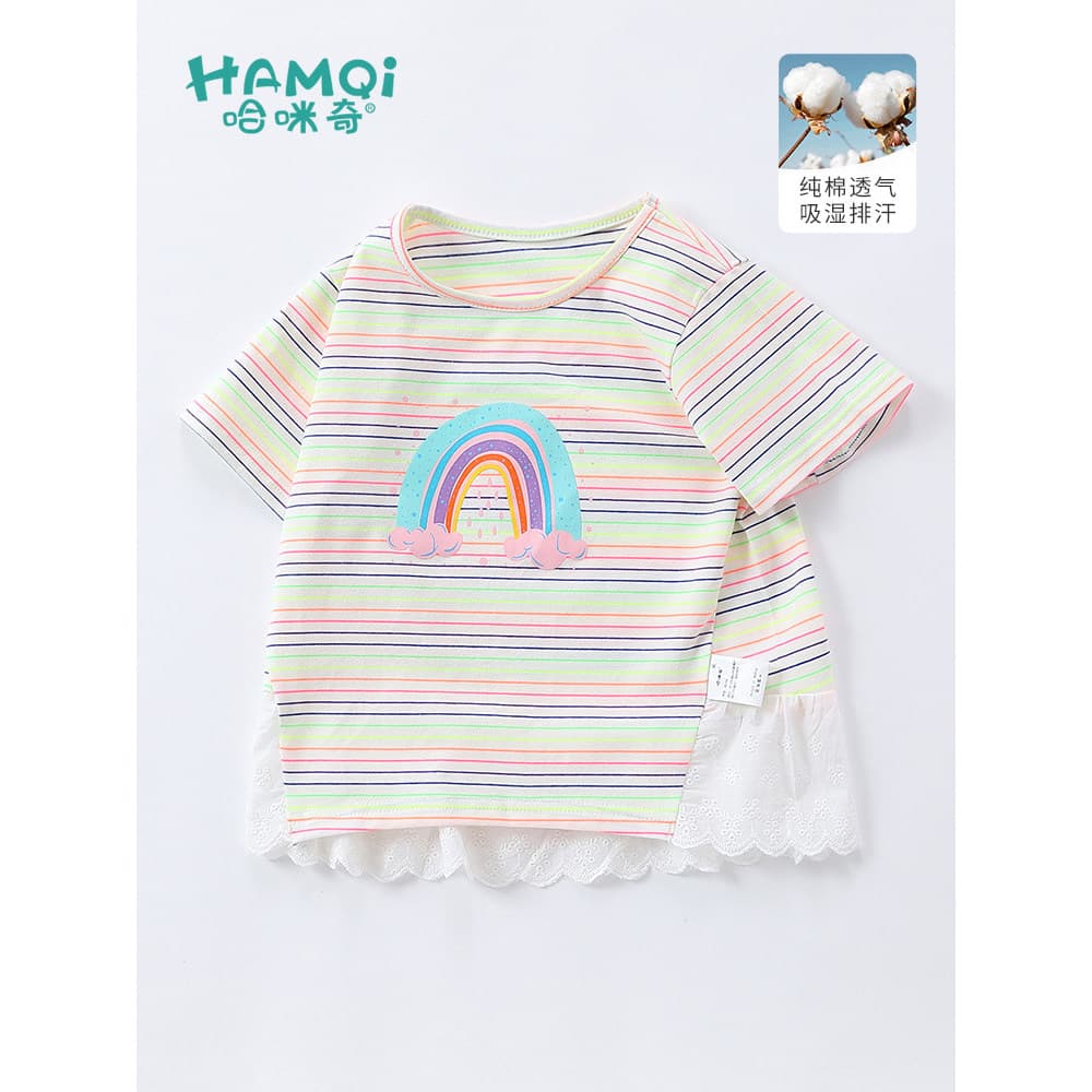 Meninas roupas infantis bebê camiseta de manga curta verão verão roupas infantis puro algodão roupas casuais moda meia m