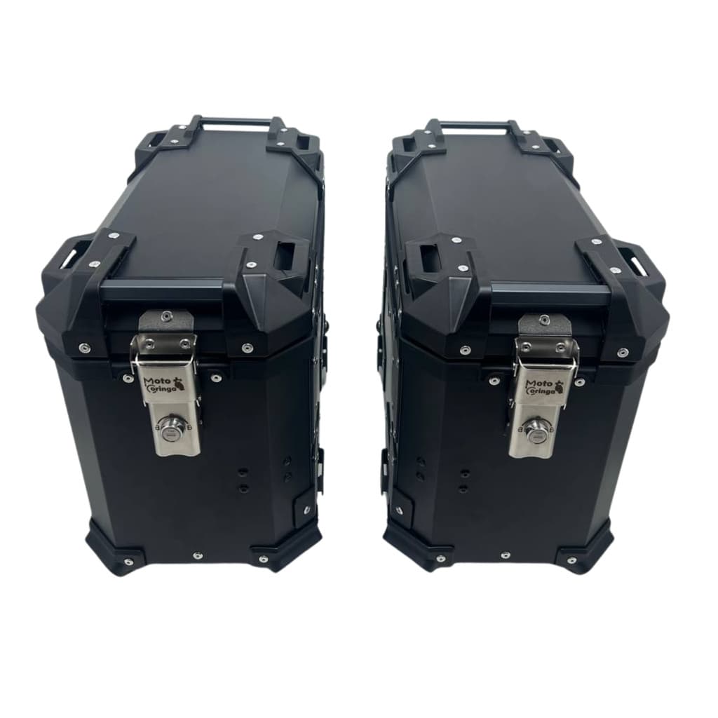 Par de Baú Top Case Lateral Alumínio 30L Cada Preto