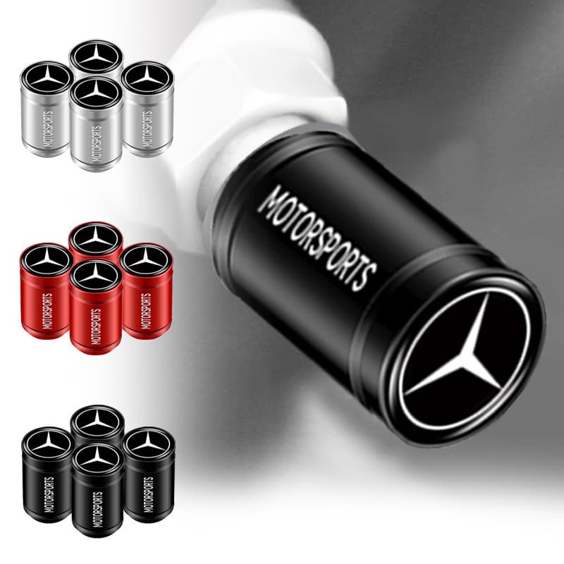 4 peças de tampas de alumínio para pneus de carros, proteção cilíndrica à prova de poeira para rodas, Mercedes Benz Clas