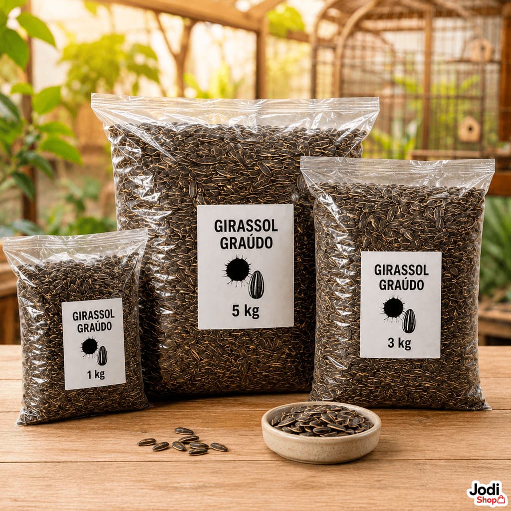 Semente de Girassol Grande para Pássaros Papagaio e Calopsita 1kg 3kg 5kg