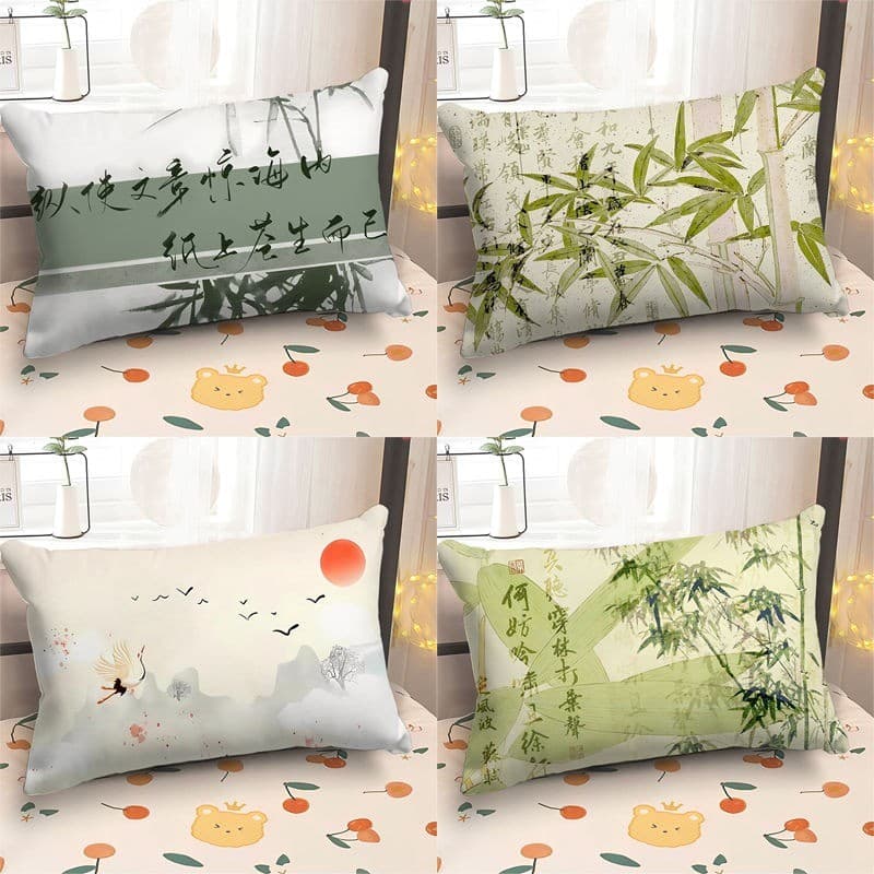 Travesseiro antigo retangular fronha dos desenhos animados paisagem chá decoração do quarto ornamentos travesseiro quart
