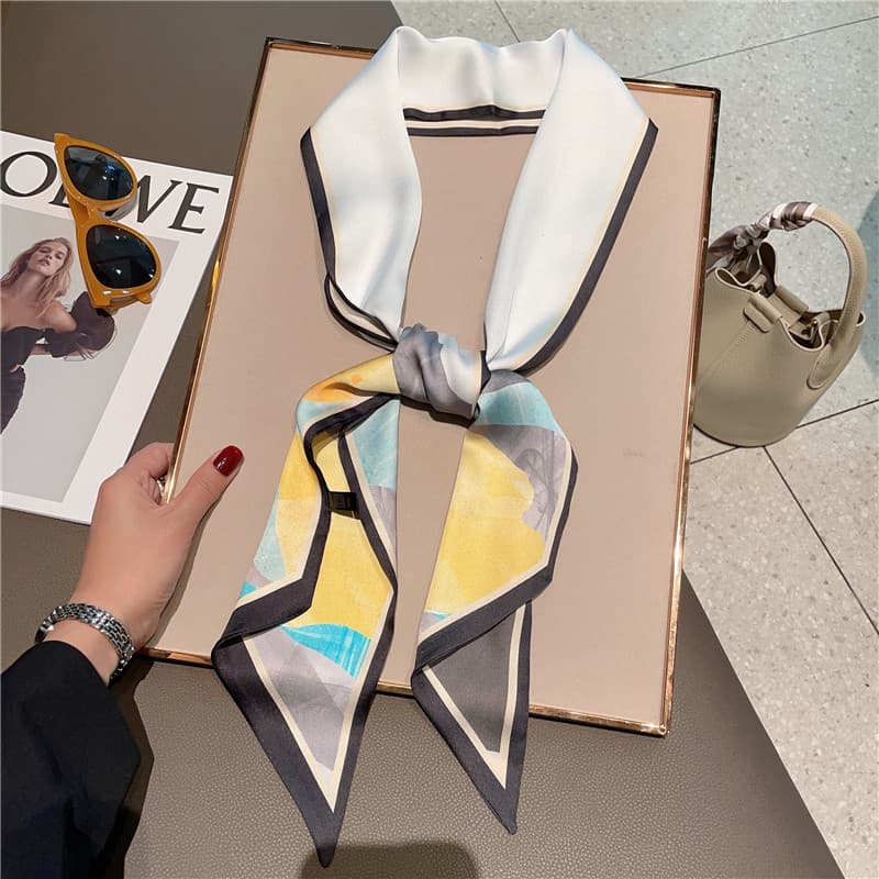 Pintura a óleo Streamer feminino primavera outono camisa usar tira longa pequeno lenço de seda gravata saco faixa de cab