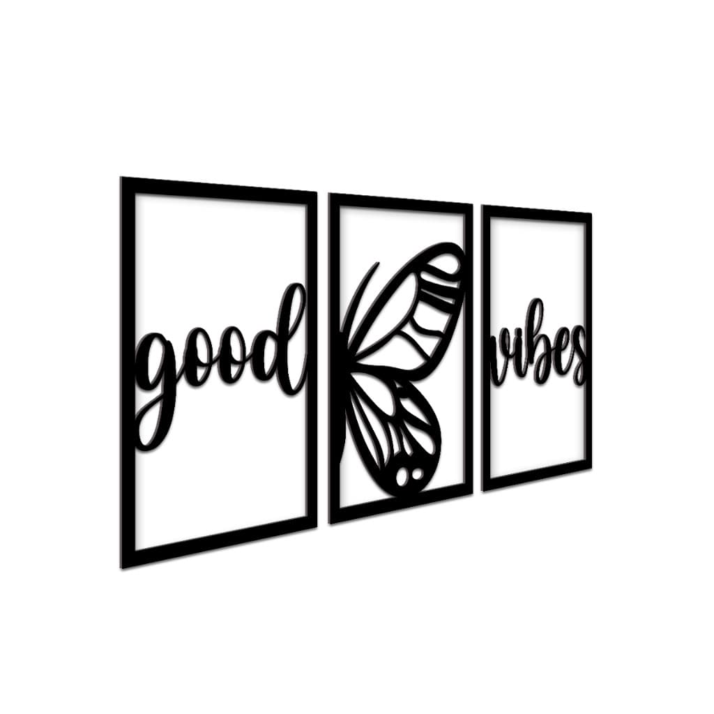 Quadro Decorativo Borboleta Good Vibes MDF 3mm Para Ambientes Modernos