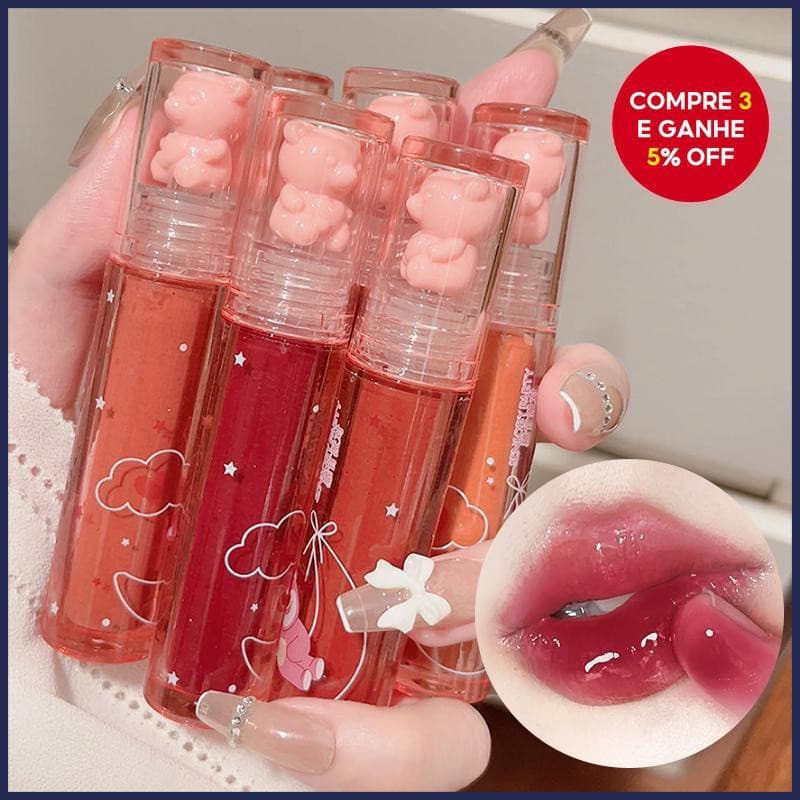 MIIUROSE Batom Brilhante com 6 Cores, Efeito Cristal e Tema de Urso de Frutas Congeladas HOM0