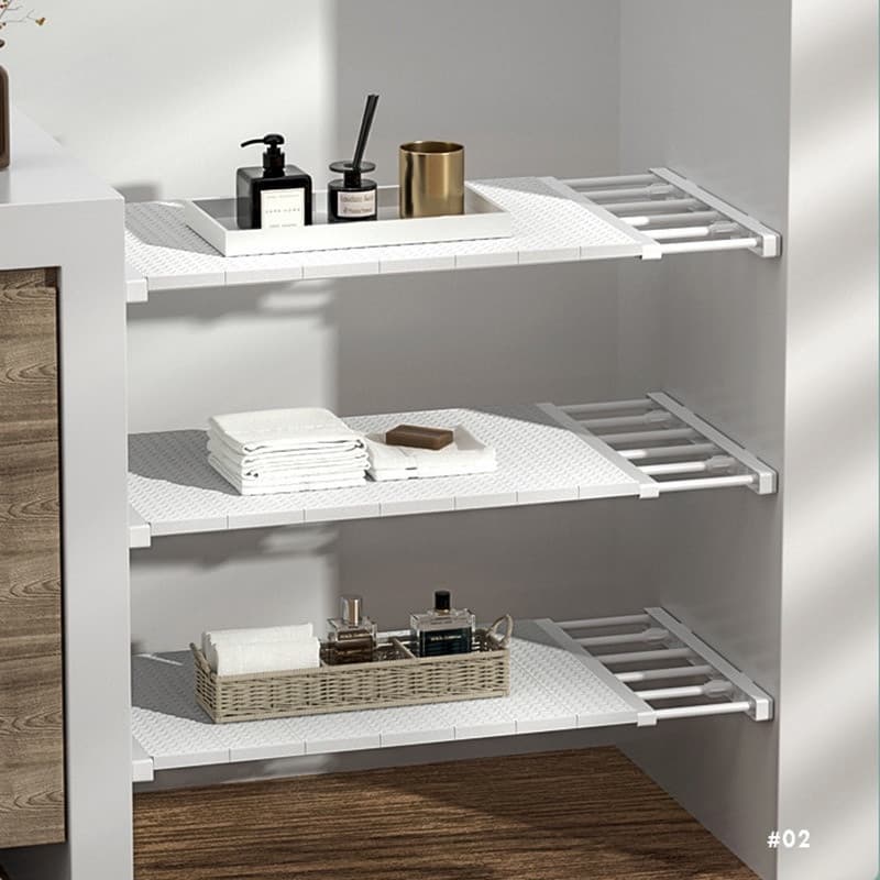 Prateleira Extensível Sem Furo Organizador Armário Aço Inoxidável 48-80cm /60-100cm Multiuso