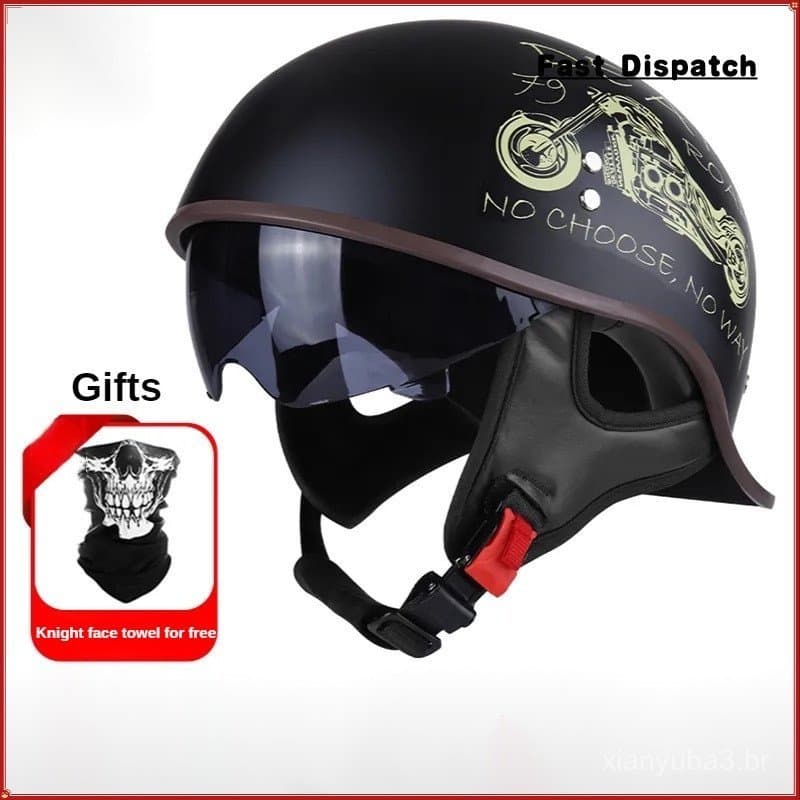 Capacete Aberto para Motocicleta, Quatro Estações, Estilo Retrô, Cinza, para Homens e Mulheres, para Motocicleta e Veícu