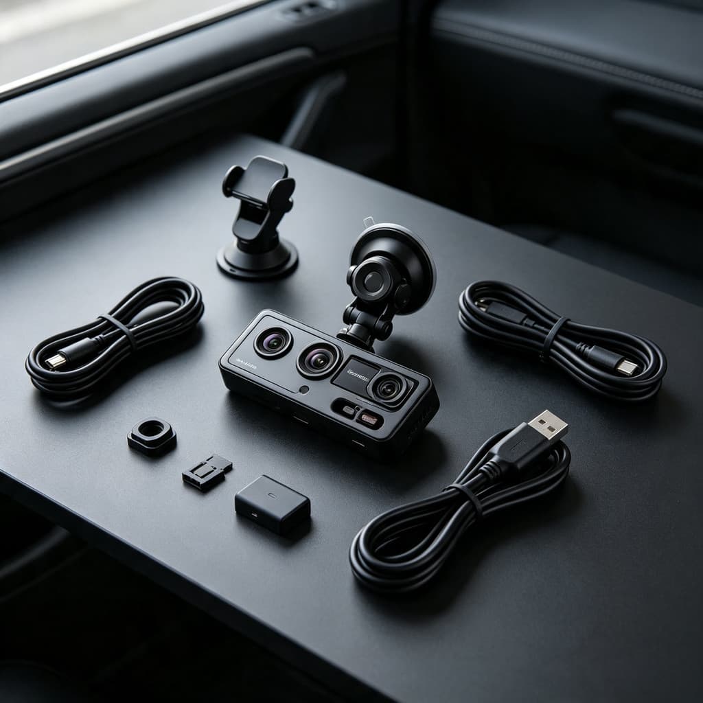 Câmera de Veículo Dashcam Multicanal, Gravador de Vídeo para Carro com Múltiplas Lentes, Instalação Completa com Acessór