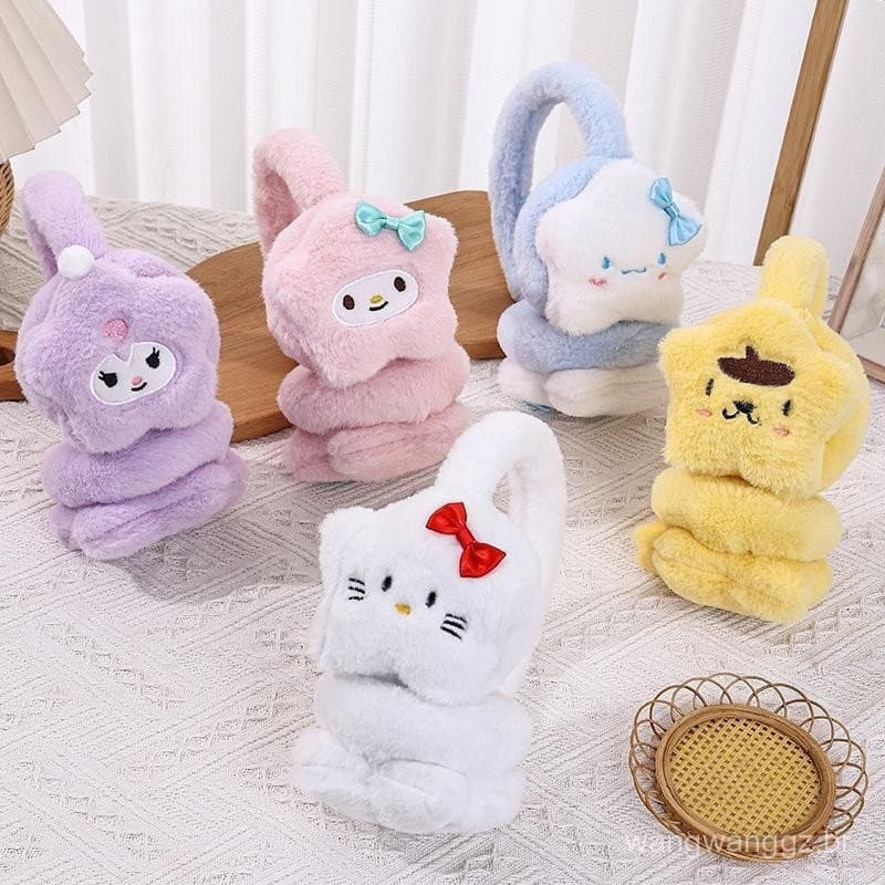[baipestonop] Protetor De Orelha Aquecedor De Pelúcia Sanrio Hello Kitty Earflap Inverno Ao Ar Livre Proteção Contra Fri