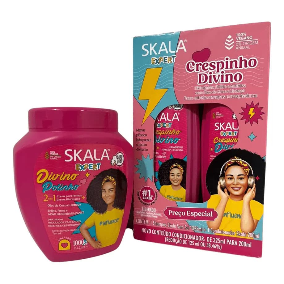 Kit Skala Infantil Creme Cachinhos Shampoo E Condicionador