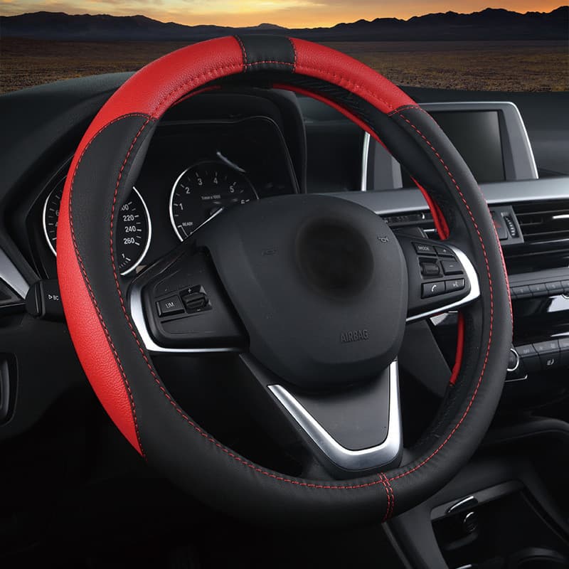 Capa de volante do carro confortável fibra couro alça capa respirável antiderrapante elegante disponível alça capa