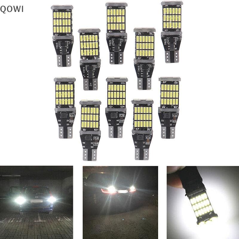 qo 10 Unidades Brancas 45 SMD 4014 T15 W16W LED Lâmpada Ba Reversa Para Carro 6000K br