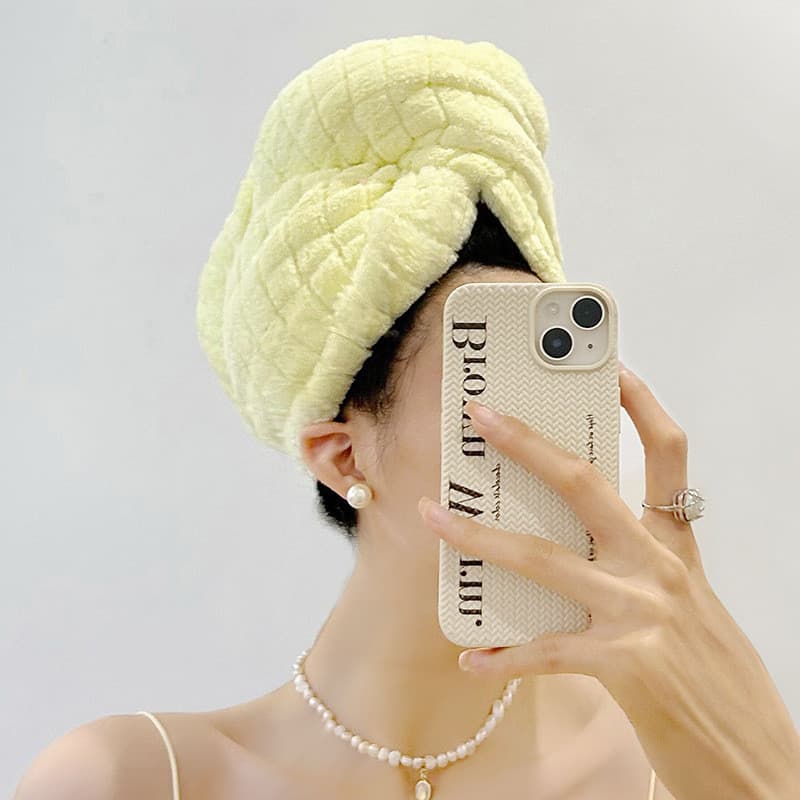 Touca de secagem de cabelo verificado duplo engrossado feminino forte absorvente de secagem rápida touca de banho lenço