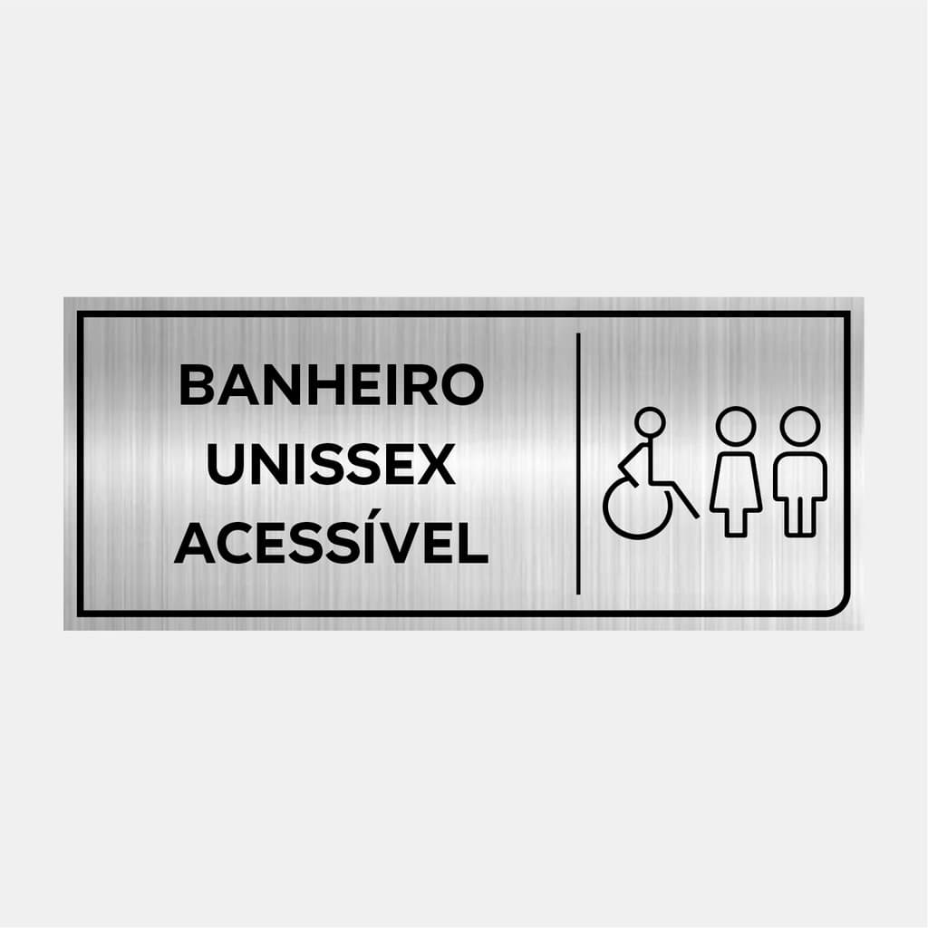 Placa Identificação Porta Banheiro Unissex Acessível 24x10cm