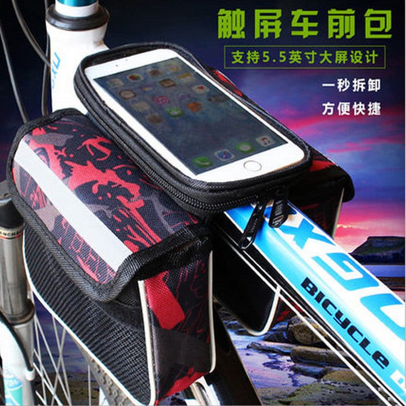 Bolsa para bicicleta Bolsa para celular Bolsa dupla para Mountain Bike Bolsa para tubo superior Bolsa para feixe frontal