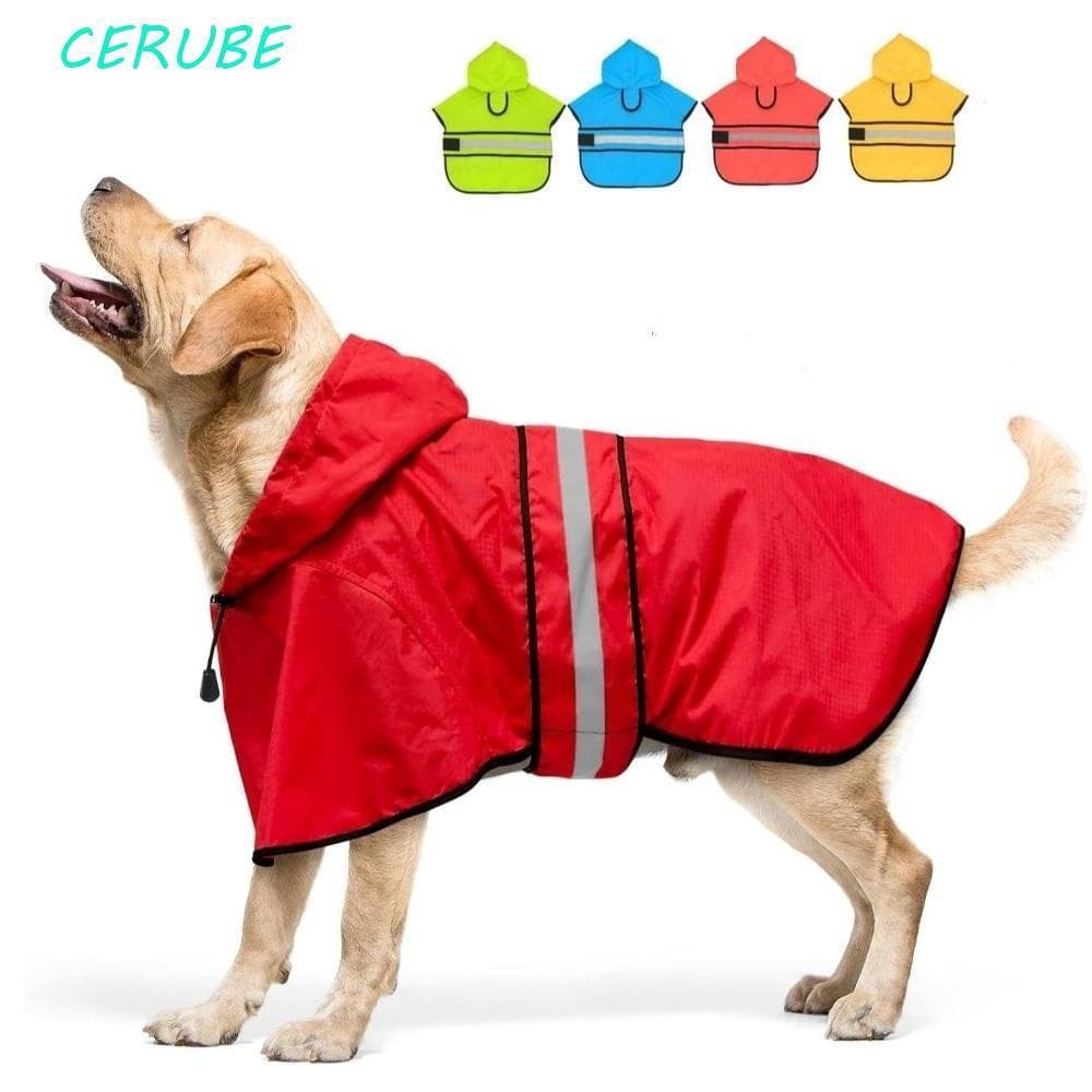 Capa De Chuva Para Cachorro CERUBE , Com Capuz À Prova D'água De Vento , Faixa Reflexiva , Roupas Fluorescentes Animais