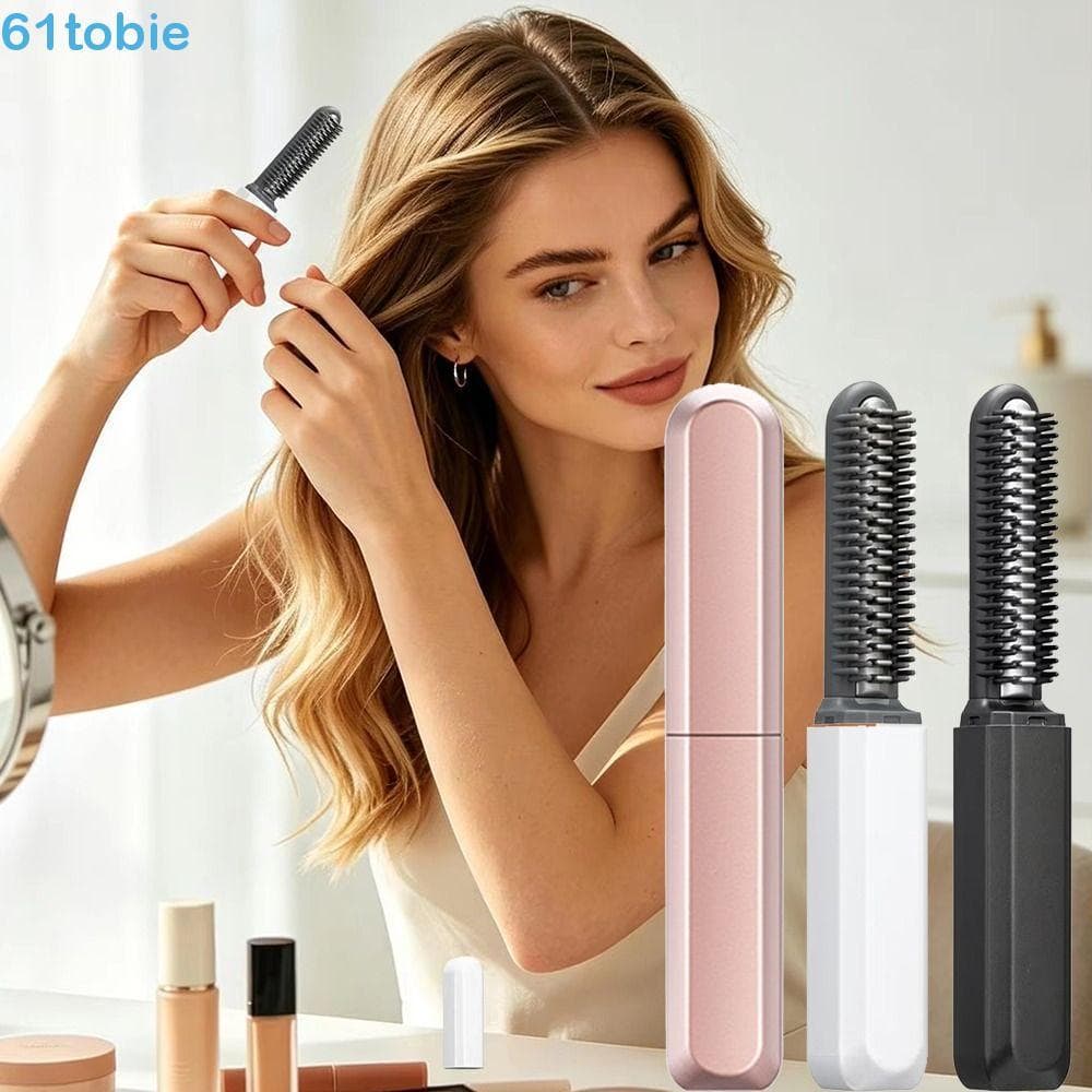 TOBIE Mini Alisador De Cabelo , Escova Alisadora Sem Fio Recarregável Portátil , Frizz
