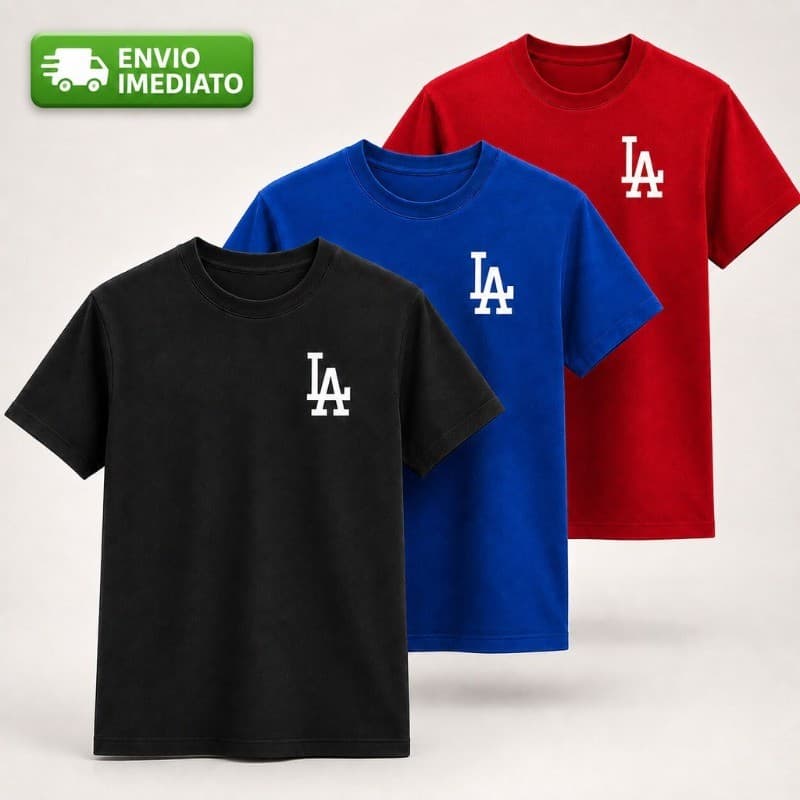 Kit 3 Camisetas Infantil Algodão Los Angeles Casual Leve Confortável LA Promoção